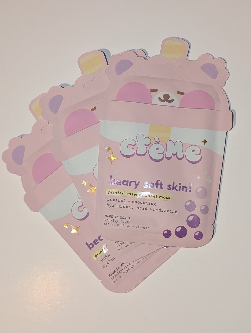 The Creme Shop Set Of Three Beary Soft Printed Essence Sheet Mask